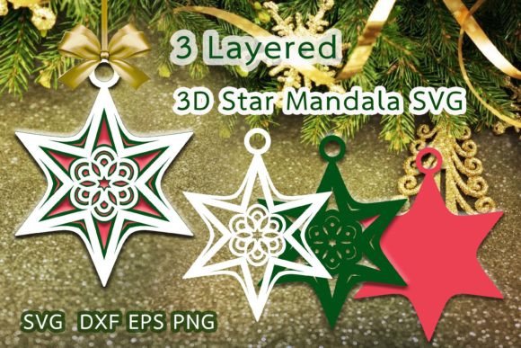 3D Star Mandala SVG for Christmas Branding