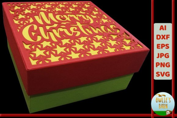 3D SVG Christmas Box with Cutout Stars Lid