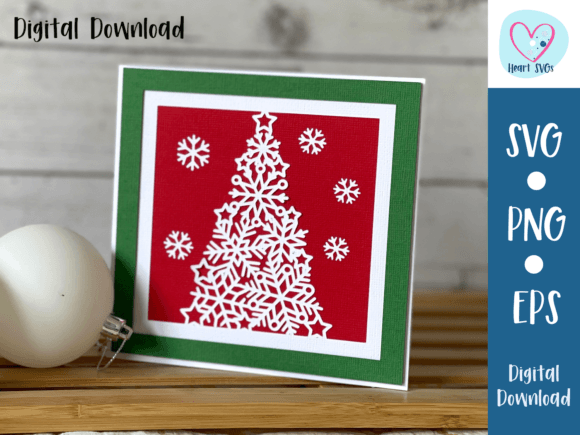 3D SVG Christmas Card - Christmas Tree Snowflake