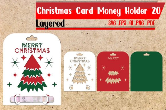 3D SVG Christmas Card Money Holder Layered 20