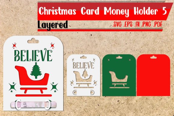3D SVG Christmas Card Money Holder Layered 5