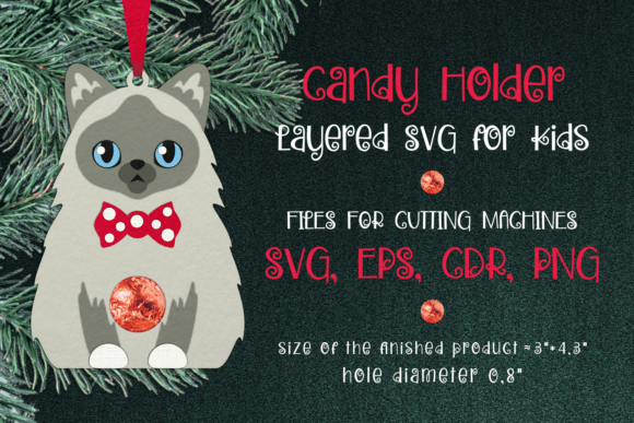 3D SVG Holy Birma Cat Christmas Candy Holder