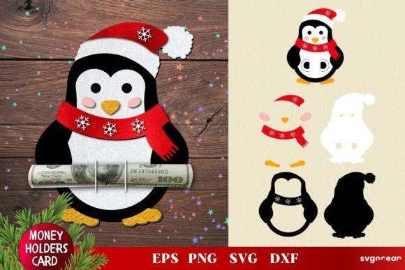 3D SVG Penguin Money Holder for Christmas Design