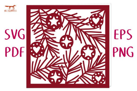 3D SVG Tree Branches with Ornaments Card