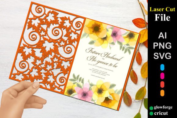 Autumn Wedding Maple Leaf Invitation SVG