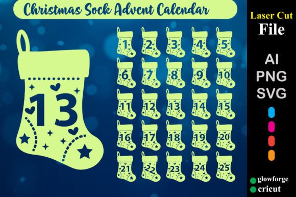 Christmas Sock Advent Countdown SVG
