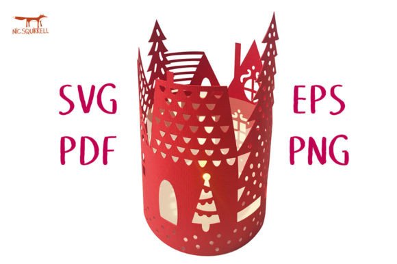 Christmas Village Papercut Lantern 3D SVG for Real Crafting Projects