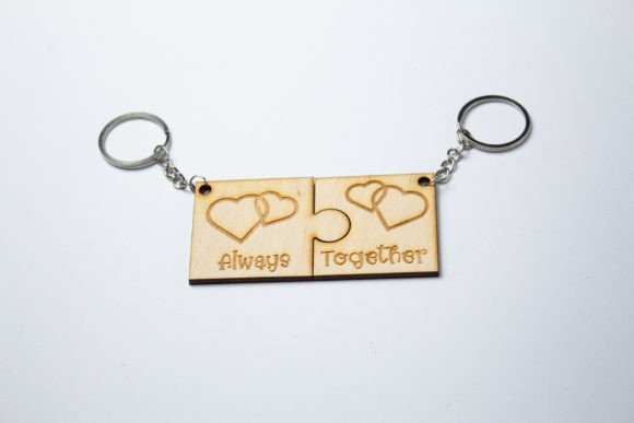 Couple Keychain - Always Together Puzzle Pieces 3D SVG for Holiday Branding