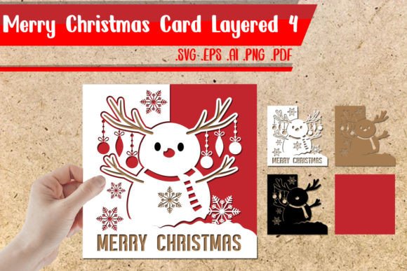 Merry Christmas Card 3D SVG