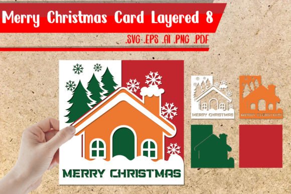 Merry Christmas Card Layered 8 Svg