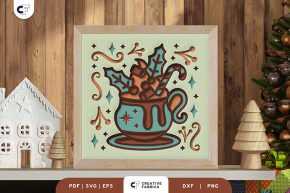 Retro Christmas Hot Chocolate Shadow Box