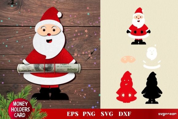 Santa Money Holder SVG: 3D Christmas Design