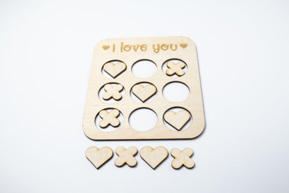 Valentine's Tic Tac Toe - I Love You 3D SVG for Holiday Crafts