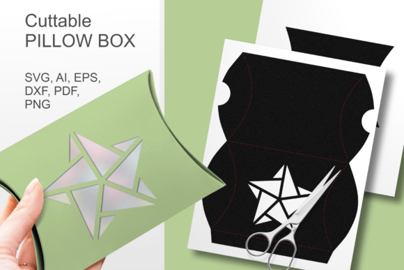 Winter Star Window Pillow Box Template 3D SVG